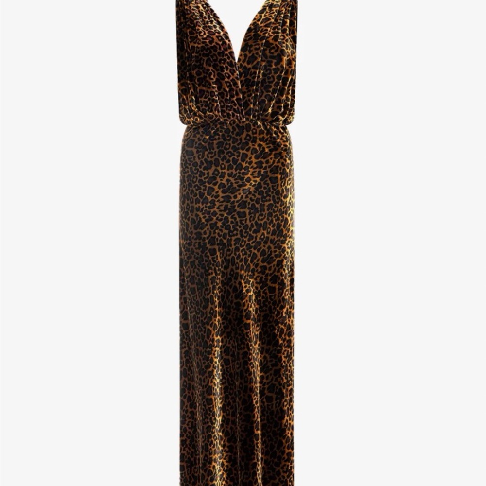 Mes Demoiselles “Travis” long dress dress in silk velvet leopard print NWT